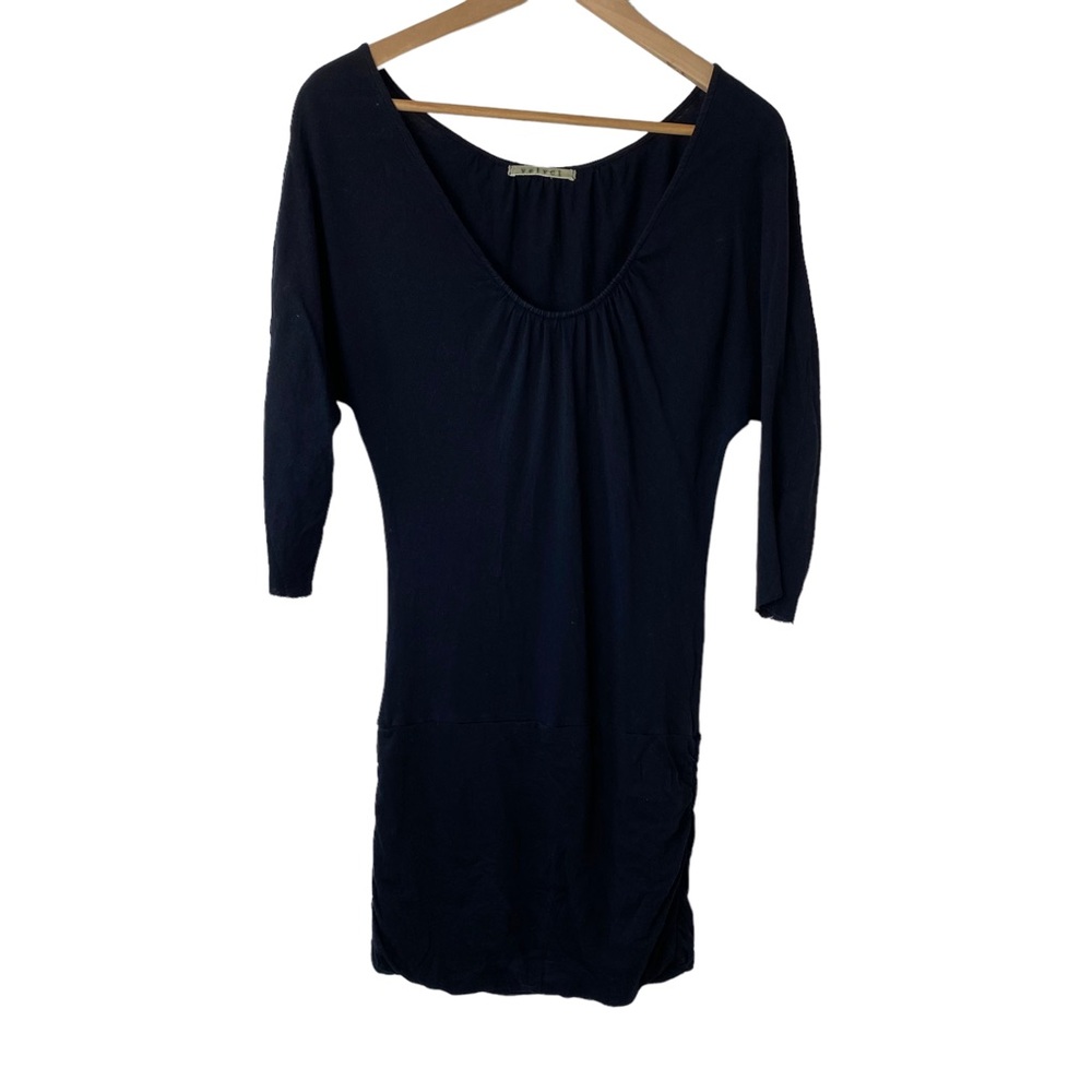 velvet by graham spencer Women’s Black Long Shirt Tunic Stretch Sz M 3/4 Sleeve